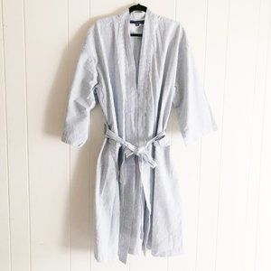 Mens Tommy Hilfiger Classic Blue & White Banker Stripe Seersucker Robe